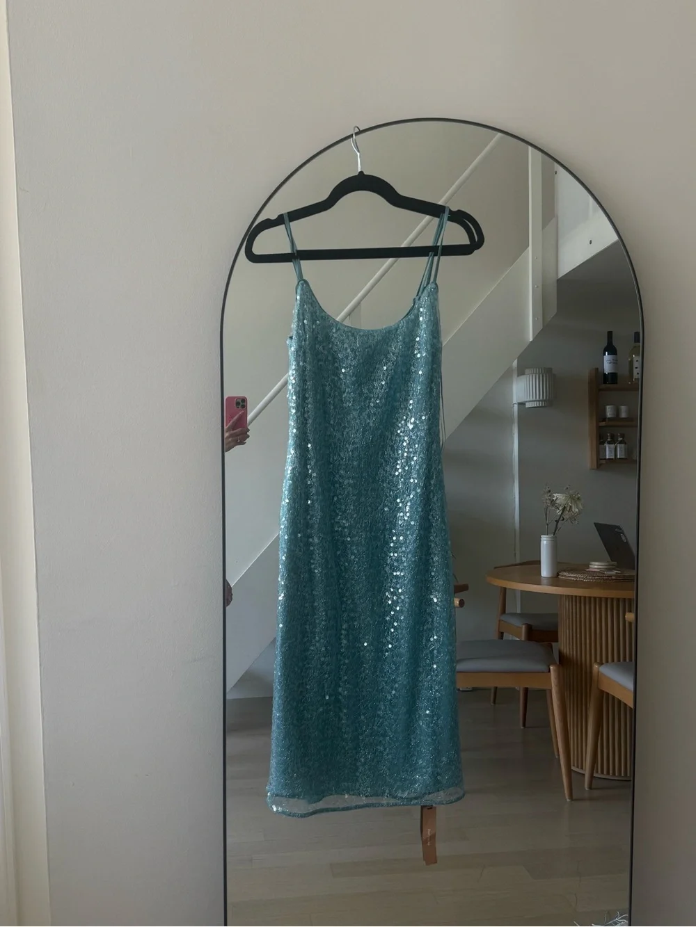 Reformation Teal Sequin Midi Dress